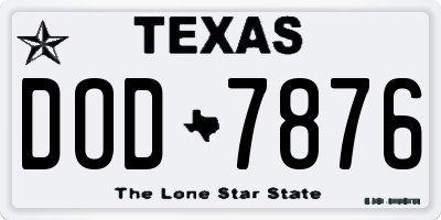 TX license plate DOD7876