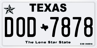 TX license plate DOD7878
