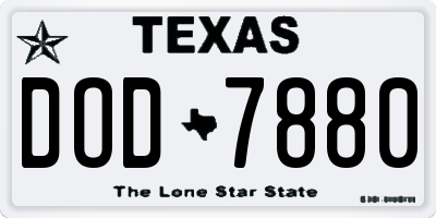 TX license plate DOD7880