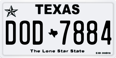 TX license plate DOD7884