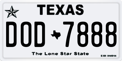 TX license plate DOD7888