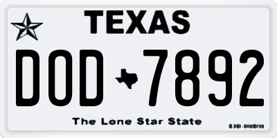TX license plate DOD7892
