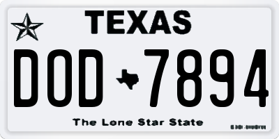 TX license plate DOD7894