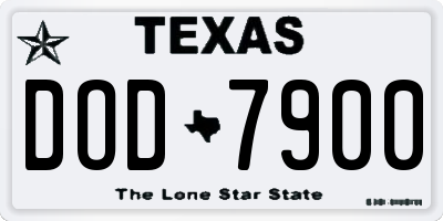 TX license plate DOD7900