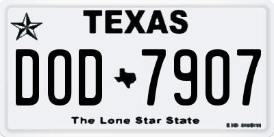 TX license plate DOD7907