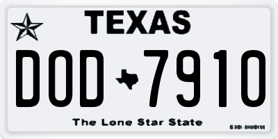 TX license plate DOD7910