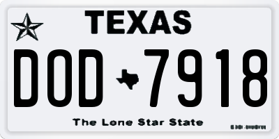 TX license plate DOD7918