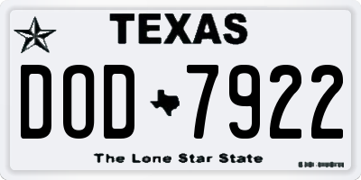 TX license plate DOD7922