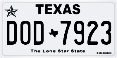 TX license plate DOD7923