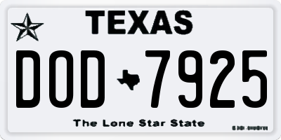 TX license plate DOD7925