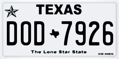 TX license plate DOD7926