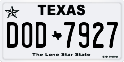 TX license plate DOD7927