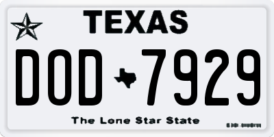 TX license plate DOD7929