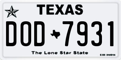 TX license plate DOD7931