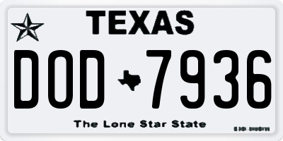 TX license plate DOD7936