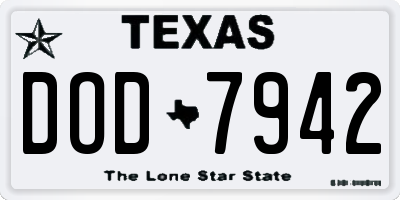 TX license plate DOD7942