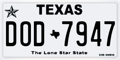 TX license plate DOD7947