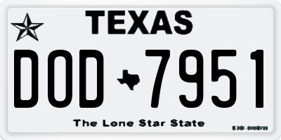 TX license plate DOD7951