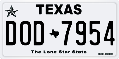 TX license plate DOD7954