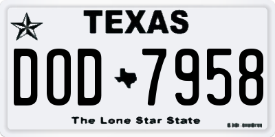 TX license plate DOD7958