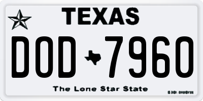 TX license plate DOD7960