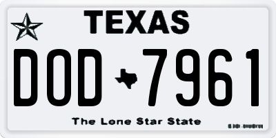 TX license plate DOD7961