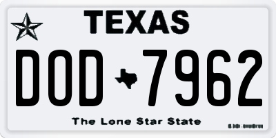 TX license plate DOD7962