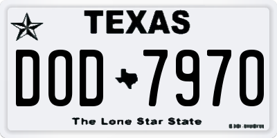 TX license plate DOD7970