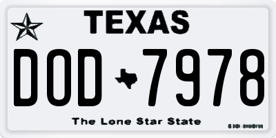 TX license plate DOD7978