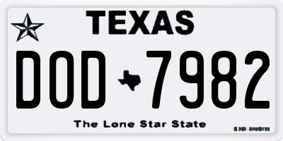 TX license plate DOD7982