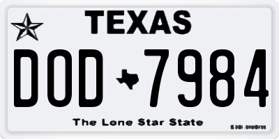 TX license plate DOD7984