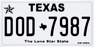 TX license plate DOD7987