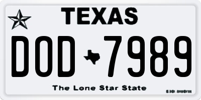 TX license plate DOD7989