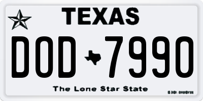 TX license plate DOD7990
