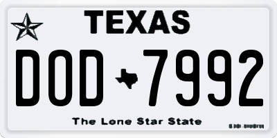 TX license plate DOD7992