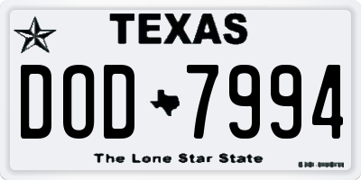 TX license plate DOD7994
