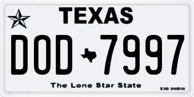 TX license plate DOD7997