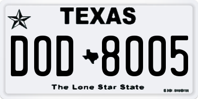 TX license plate DOD8005