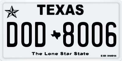 TX license plate DOD8006