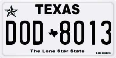 TX license plate DOD8013