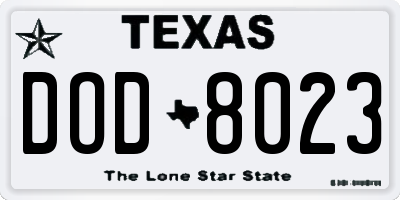 TX license plate DOD8023
