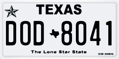 TX license plate DOD8041
