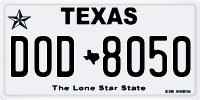 TX license plate DOD8050