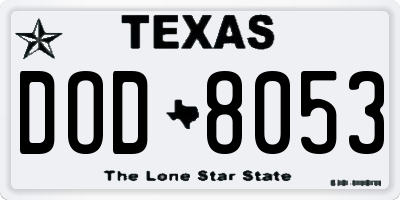 TX license plate DOD8053