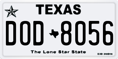 TX license plate DOD8056