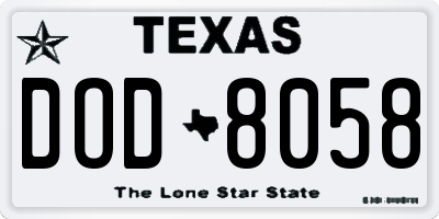 TX license plate DOD8058