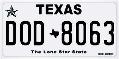 TX license plate DOD8063