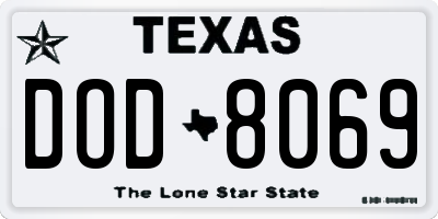 TX license plate DOD8069