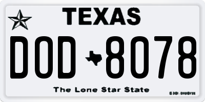 TX license plate DOD8078