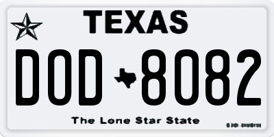 TX license plate DOD8082